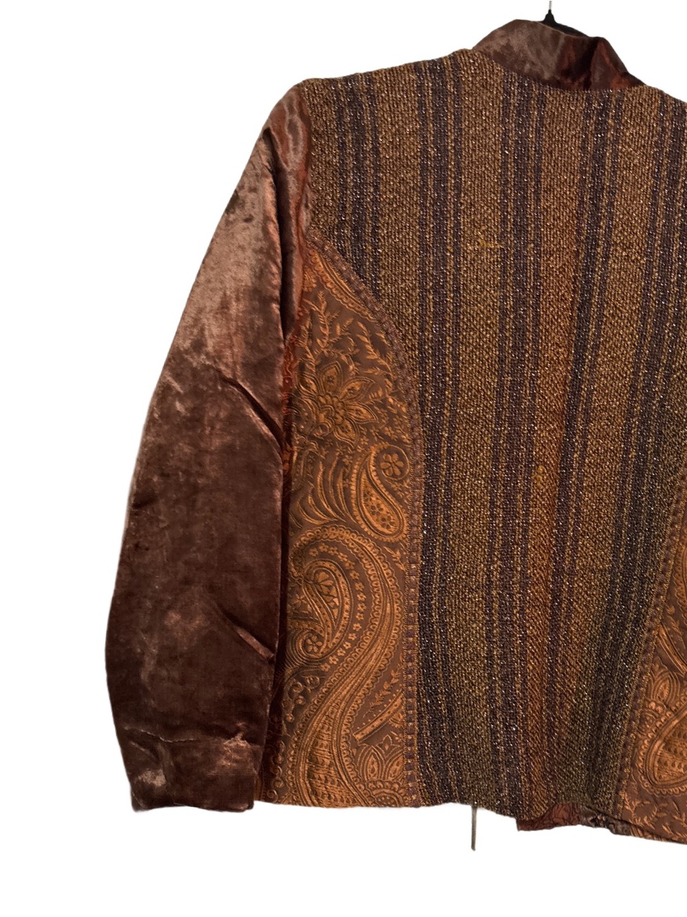 Unisex - gender free Tibetan / Boho Inspired Brown Paisley Quilted Jacket - Picture 6 of 11